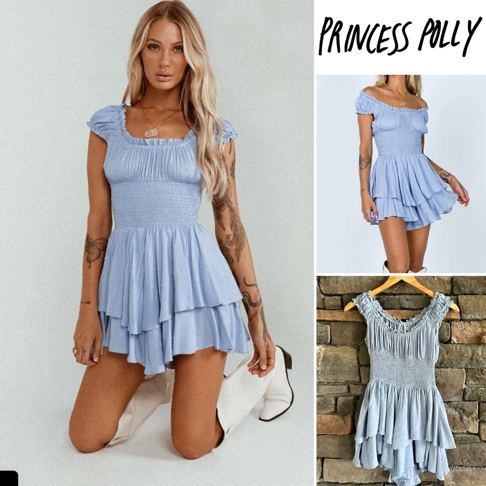 Princess Polly Love Galore Blue Romper | Size 0